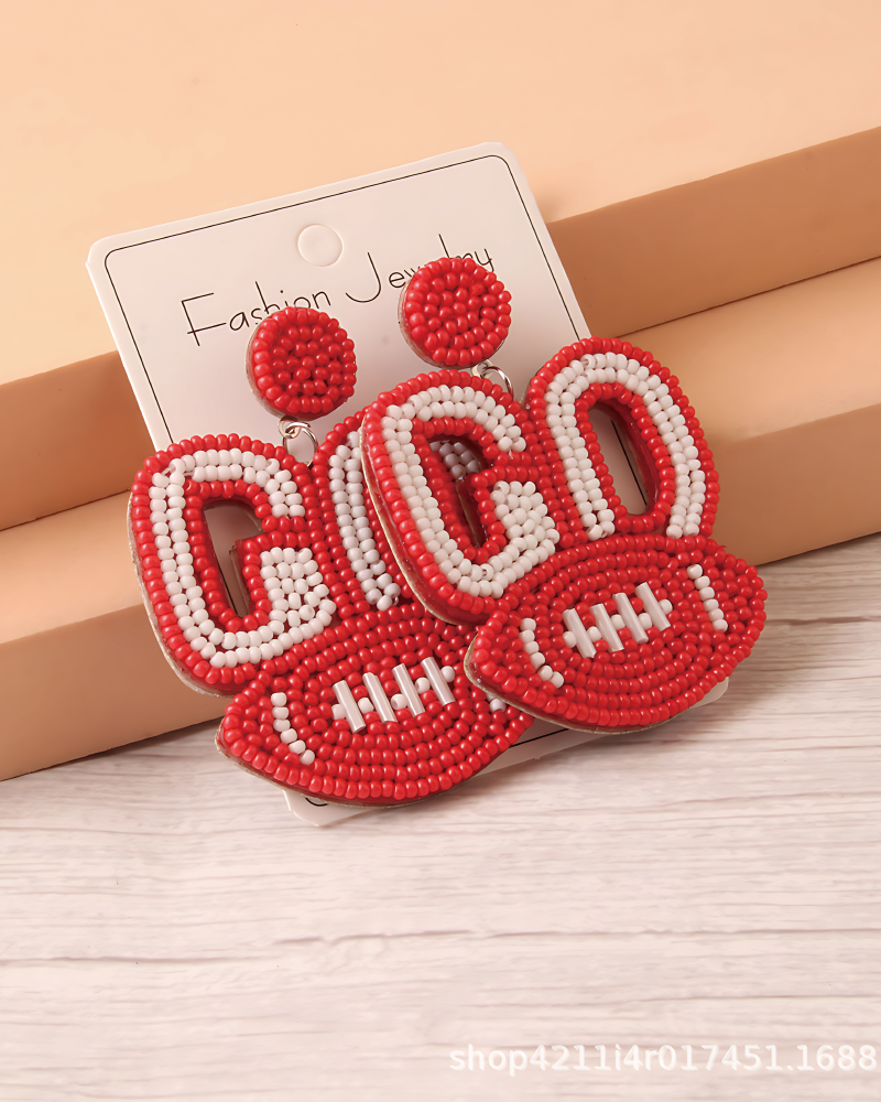Beaded Football Earrings RD-4