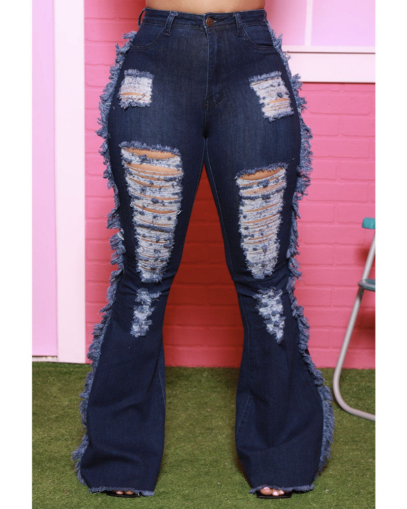 RISSENE AUSGESTELLTE DENIMHOSE