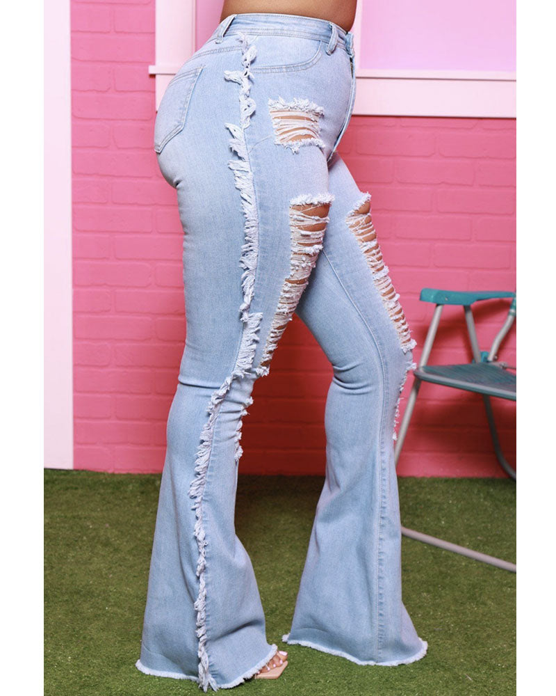 RISSENE AUSGESTELLTE DENIMHOSE