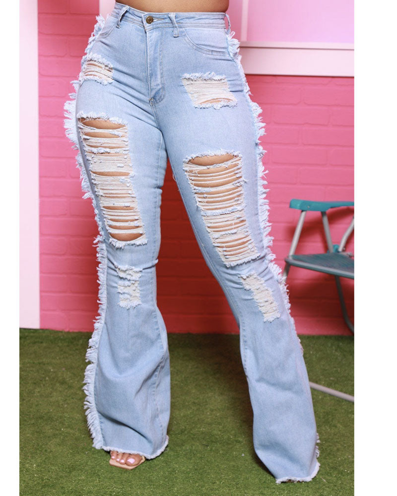 RISSENE AUSGESTELLTE DENIMHOSE