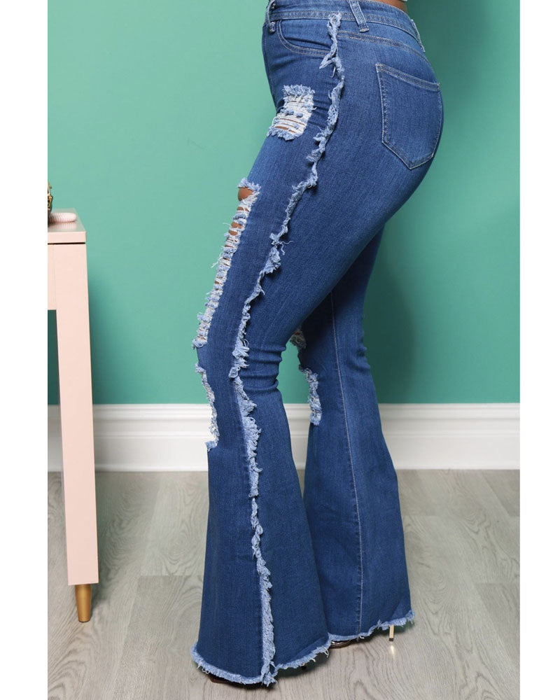 RISSENE AUSGESTELLTE DENIMHOSE