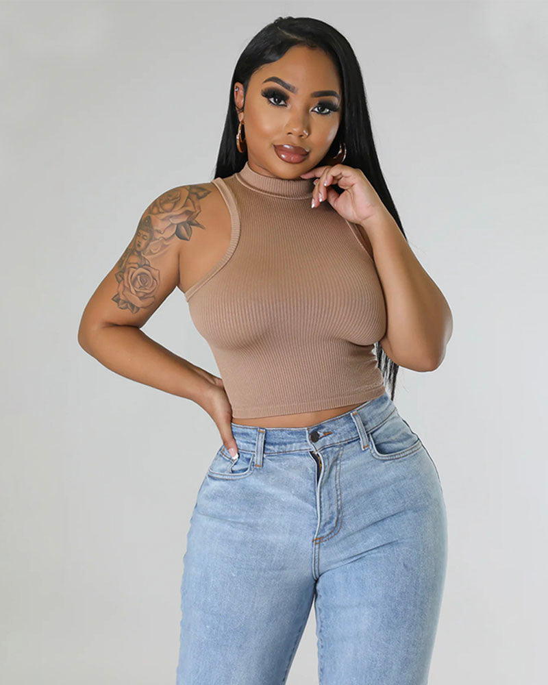 RUBY BASIC CROP TOP Coffee