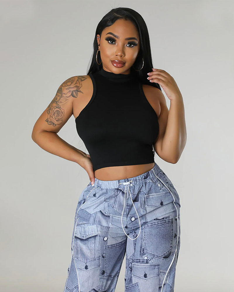 RUBY BASIC CROP TOP Black