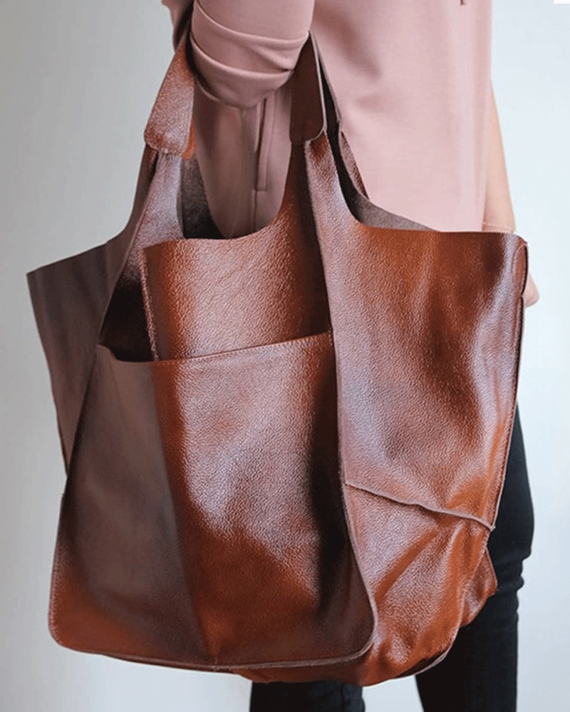 Retro Style Tote Bag 23.6" x 15" x 9.8" Brown