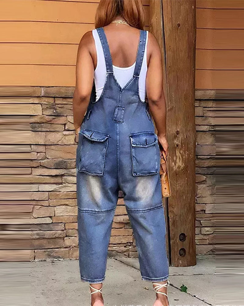 Retro Style Denim Jumper DARKBLUE