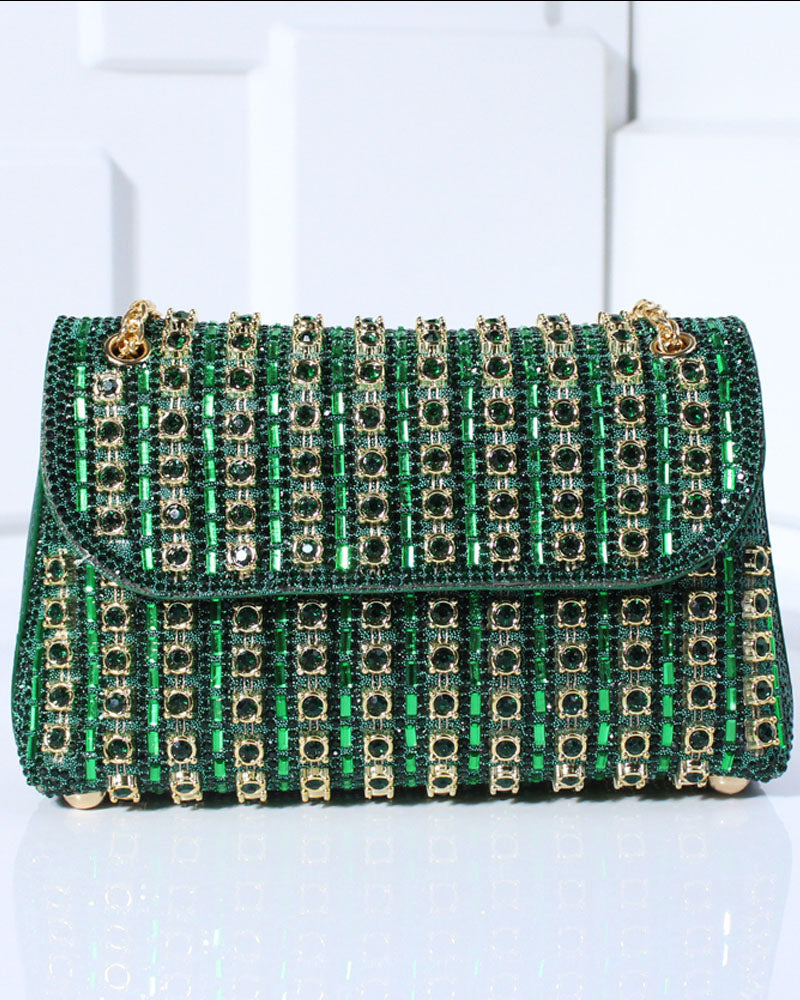 Rhinestone Luxury Bag Green