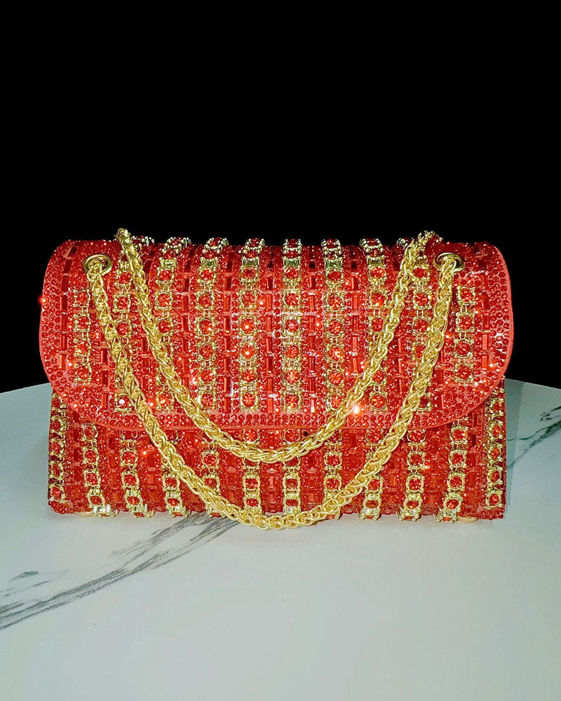 Rhinestone Luxury Bag Red