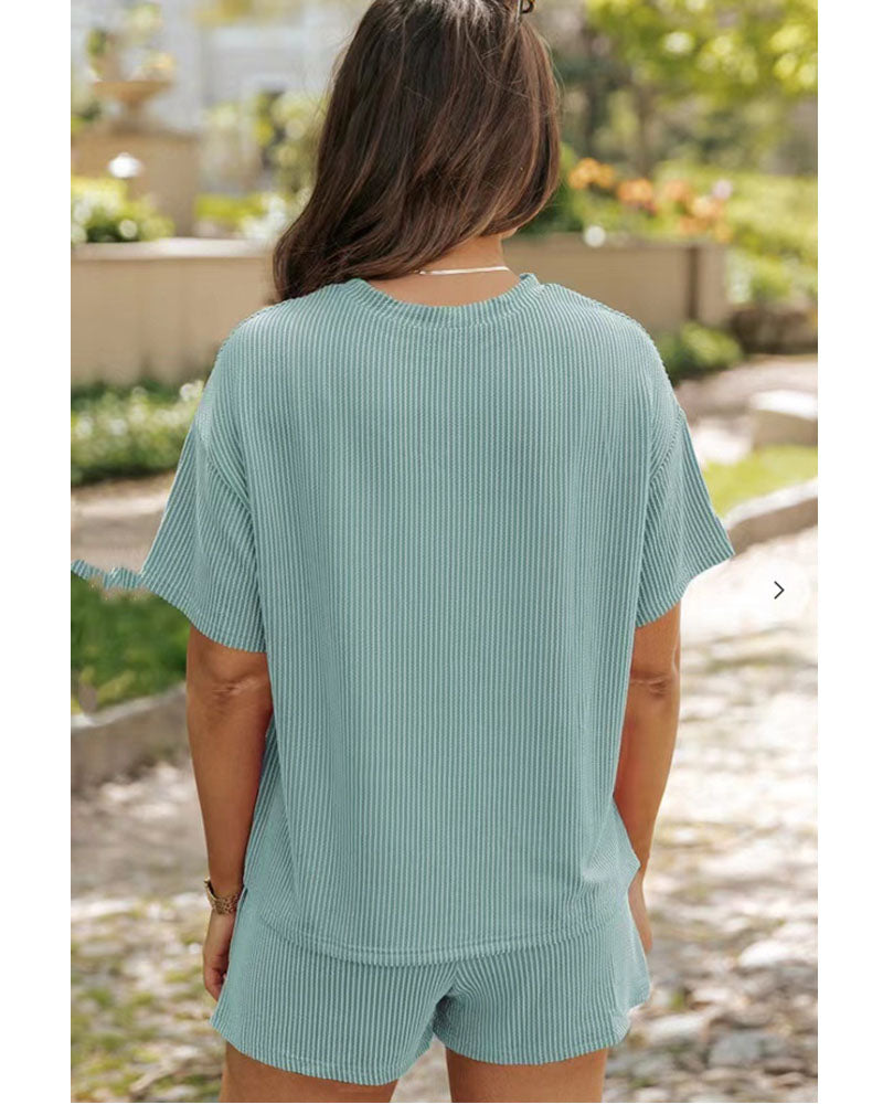 Ribbed Knit Shorts Set