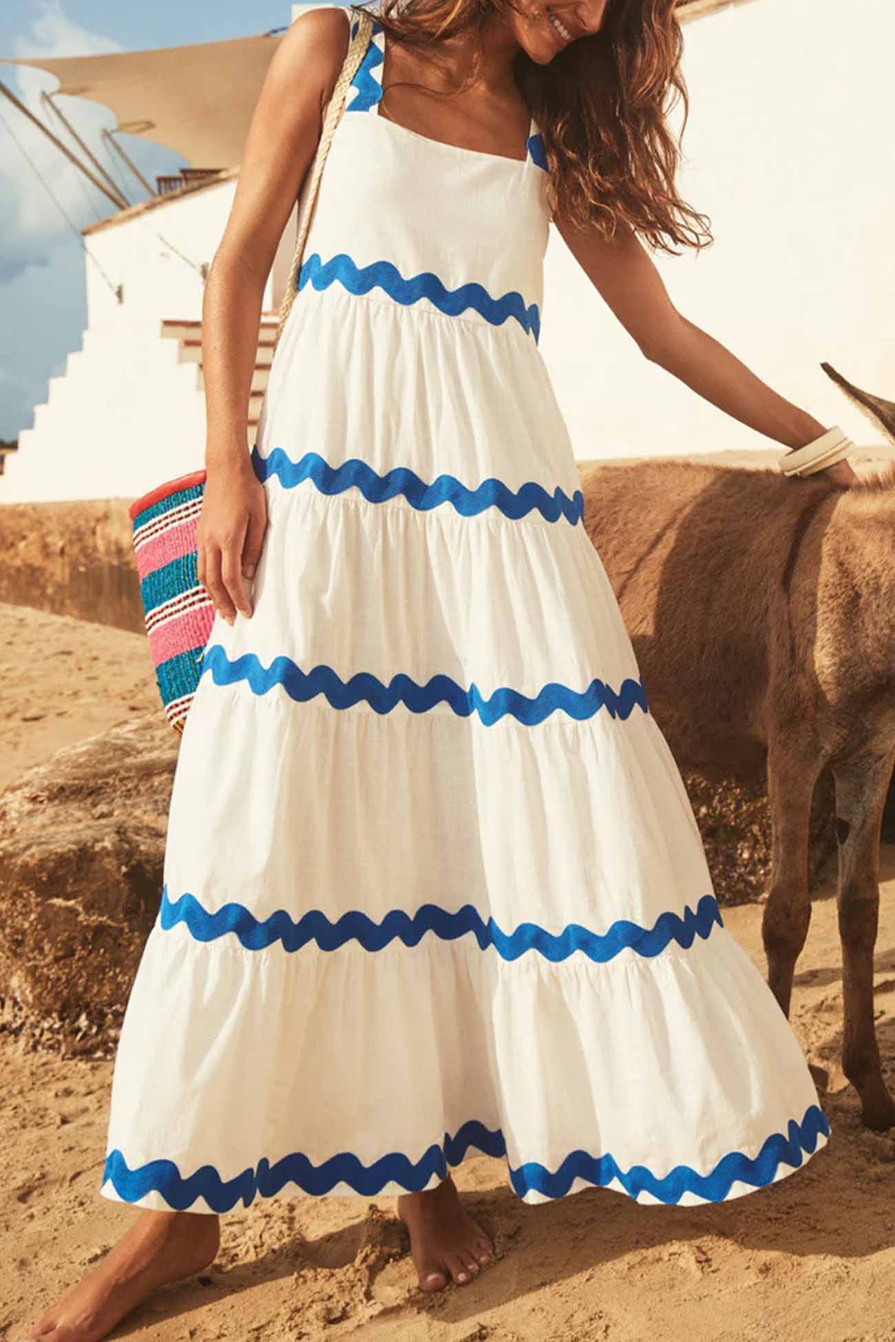 Ripple Stripe Tiered Cami Dress