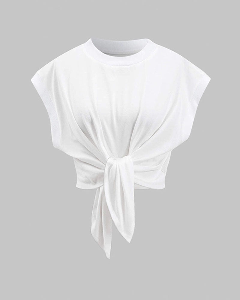 Ruched Tie Front T-Shirt