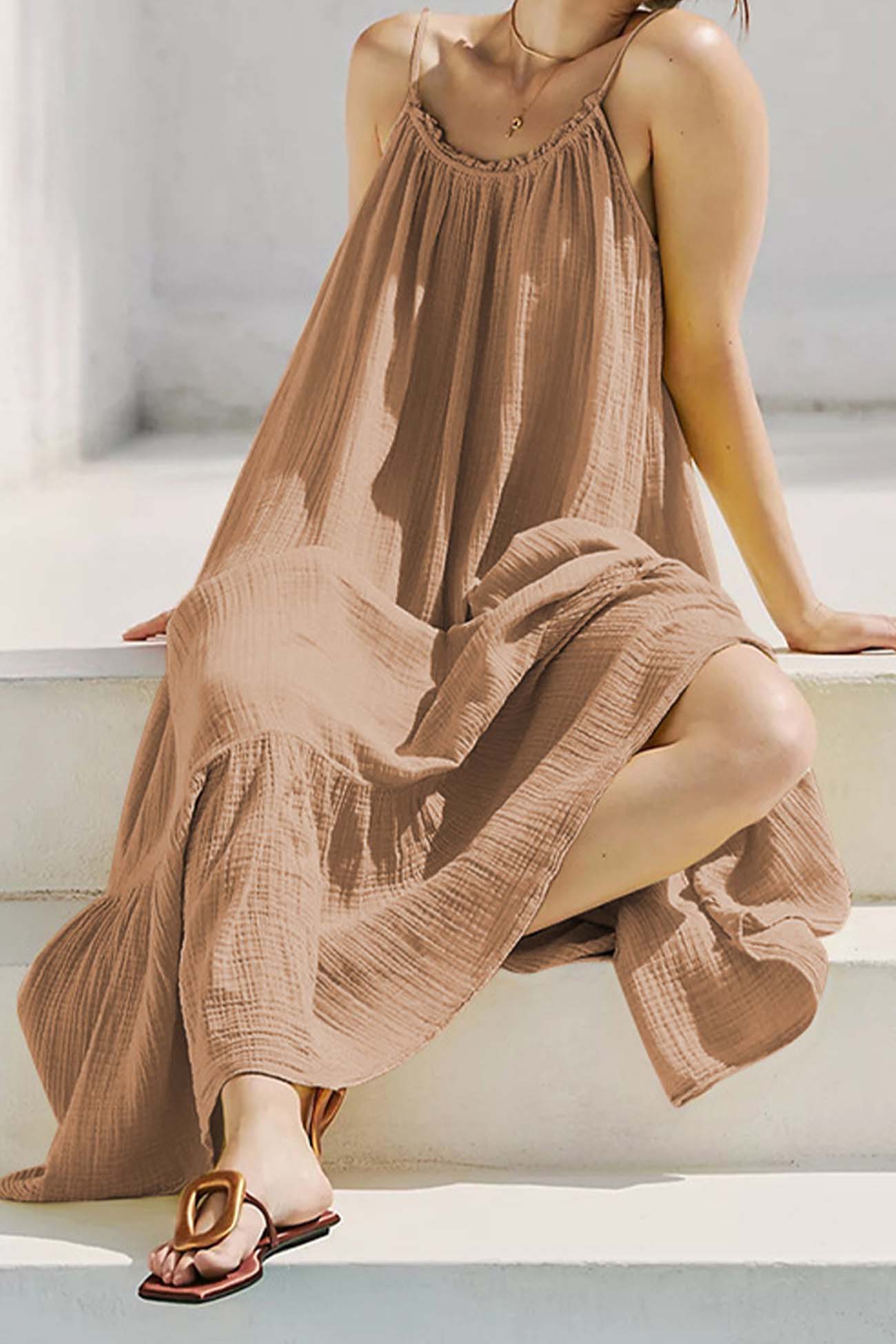 Ruffled Backless Tiered Cami Dress