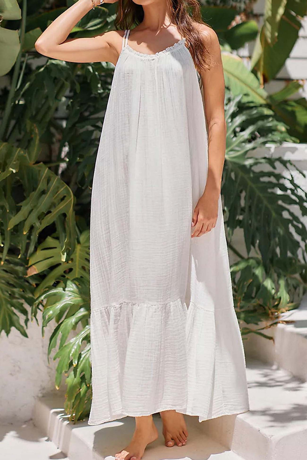 Ruffled Backless Tiered Cami Dress