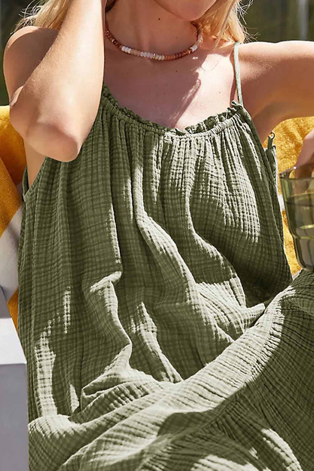 Ruffled Backless Tiered Cami Dress