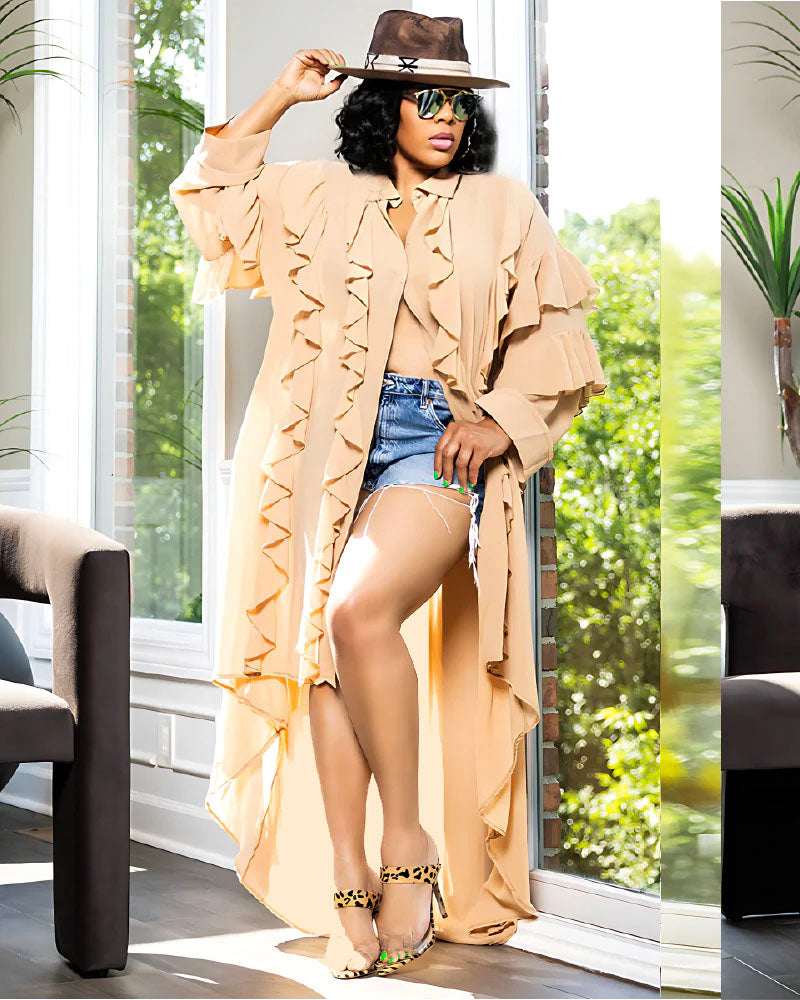 Vacation Needed Blouse/Dress Apricot