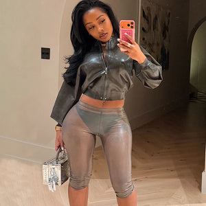 Sheer High-Shine Pants