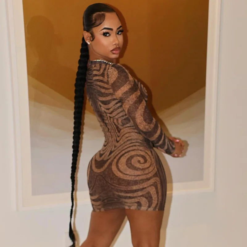 Swirl Illusion Sheer Mini Dress