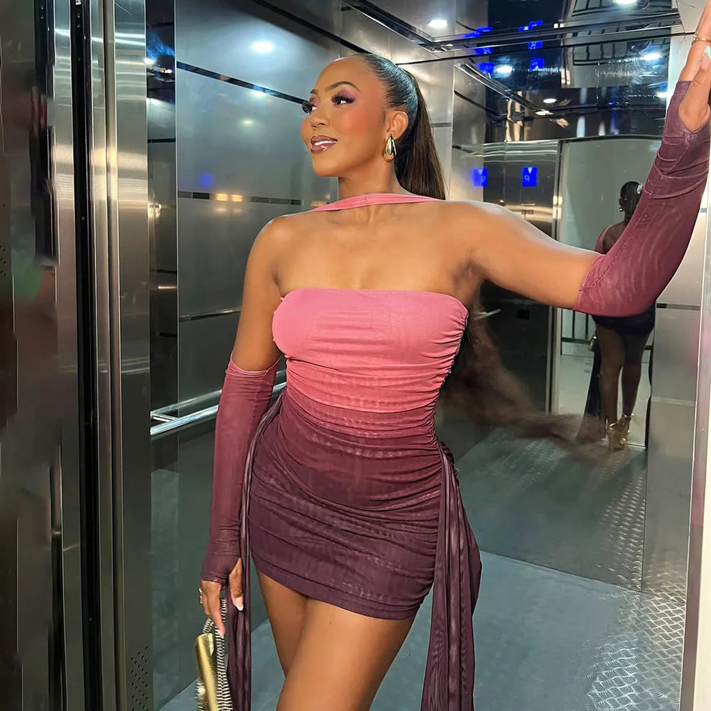 Mesh Drama Sleeve Dress