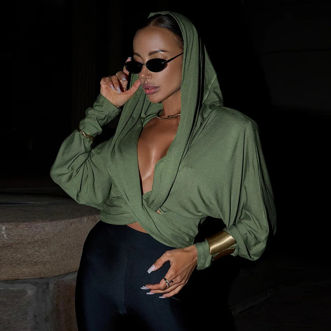 Drape Hooded Wrap Top