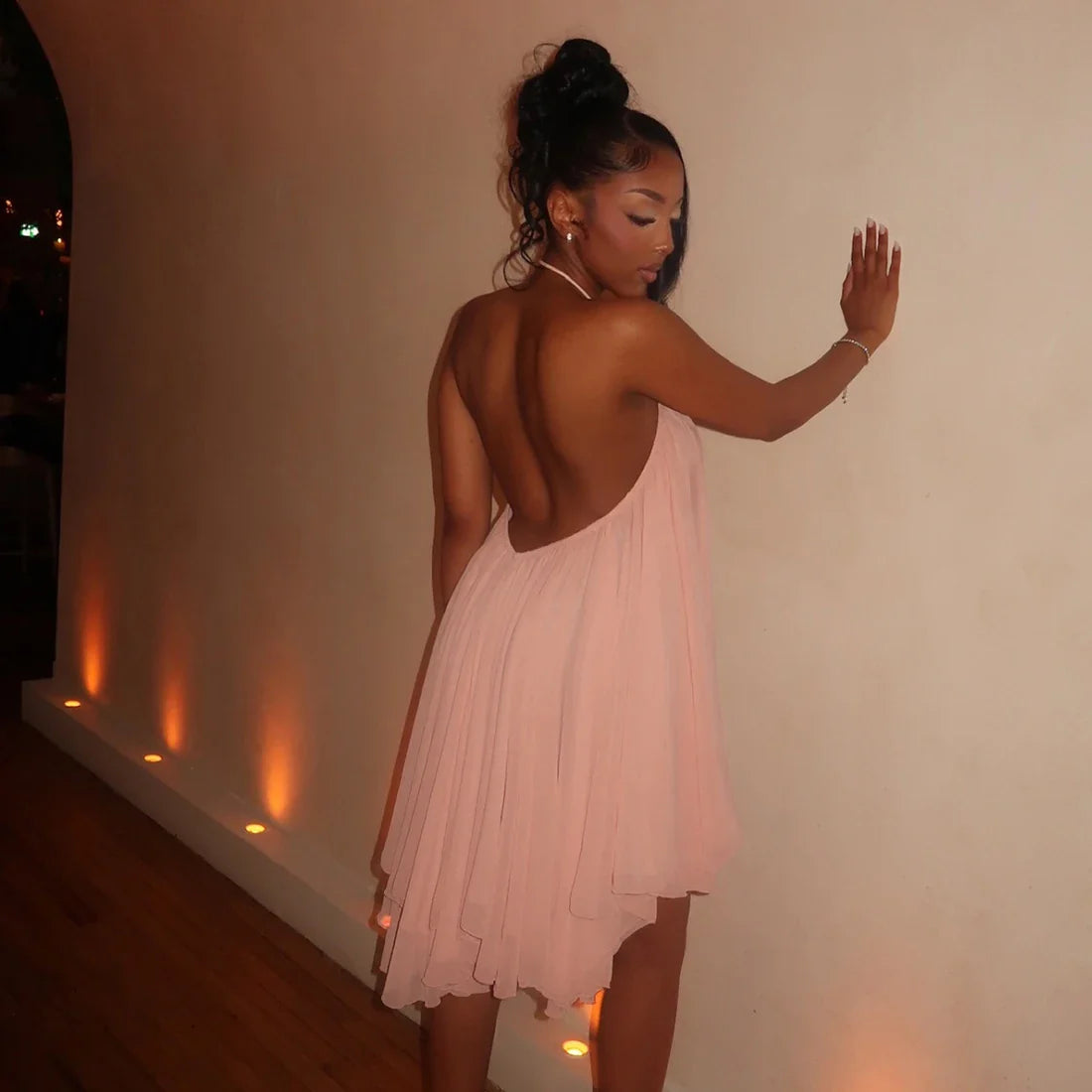 Sheer Halter Mini Dress