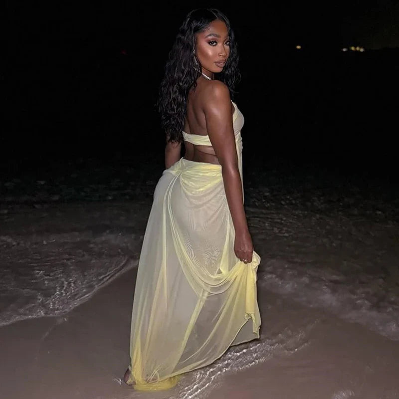 Jeweled Chain Maxi Dress