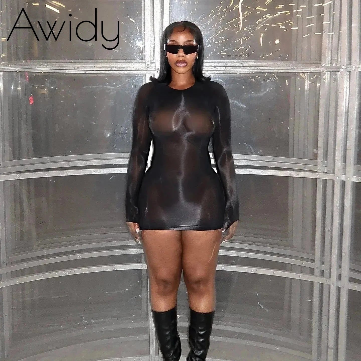 Midnight Sheer Illusion Mini Dress