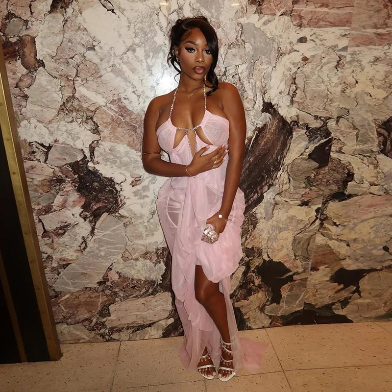 Jeweled Chain Maxi Dress