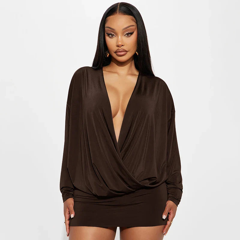 Drape Plunge Mini Dress