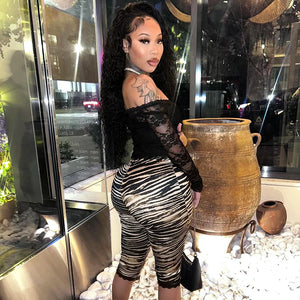 Zebra Lace Trim Capri Pants