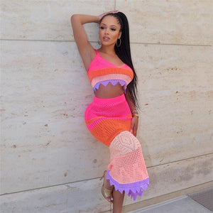 Colorful Knitted Two Piece Set