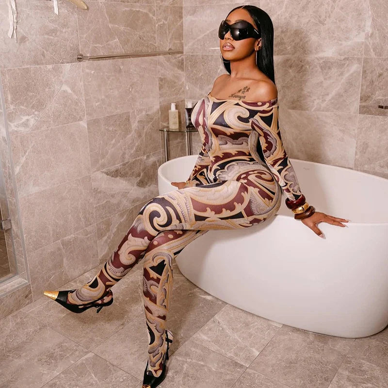Baroque Off-Shoulder Jumpsuit