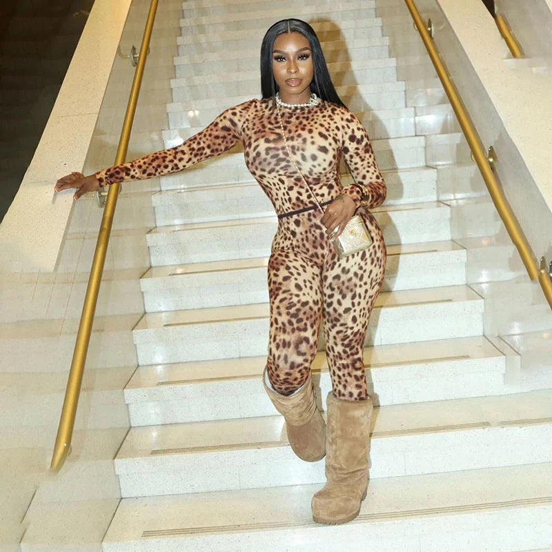 Leopard Print Mesh Set