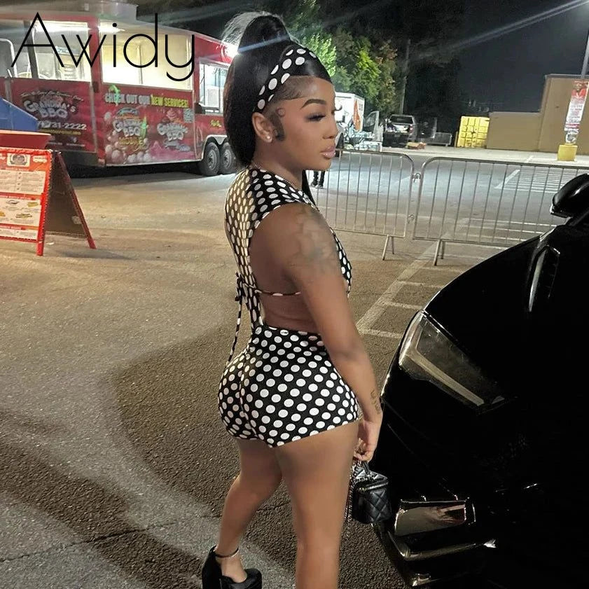 Polka Dot Cutout Romper