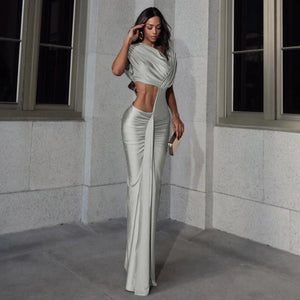 Elegant Draped Cut-Out Dress