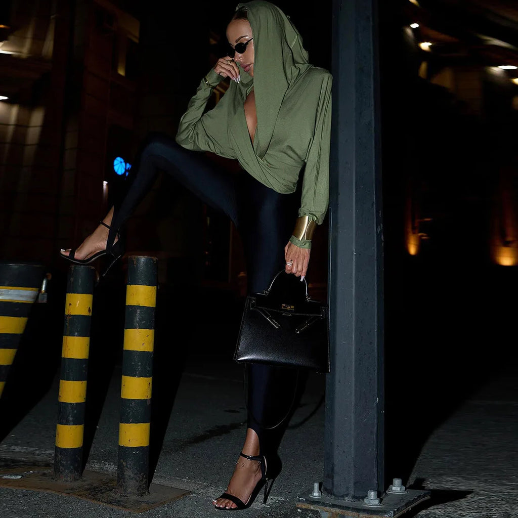 Drape Hooded Wrap Top