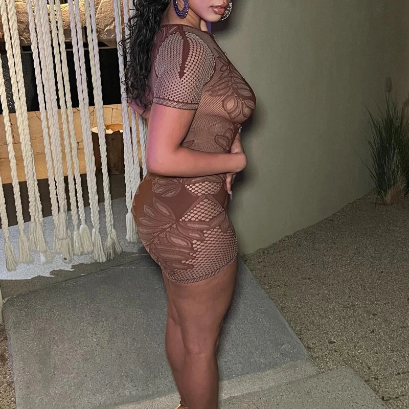 Hollow Out Mesh Romper