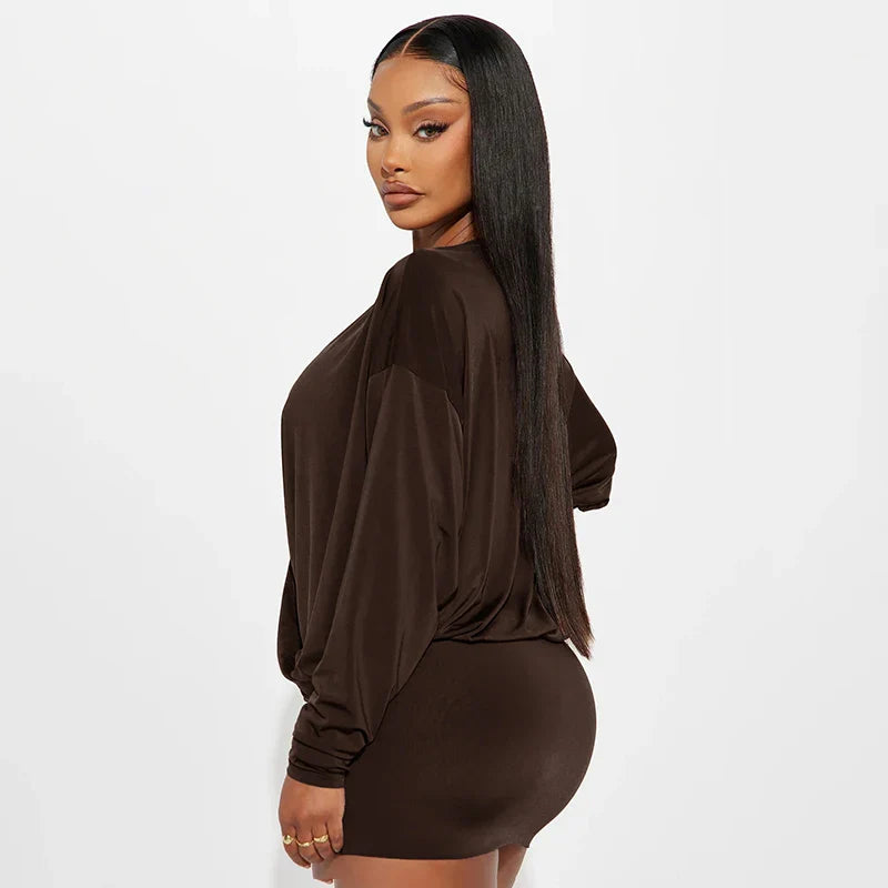 Drape Plunge Mini Dress