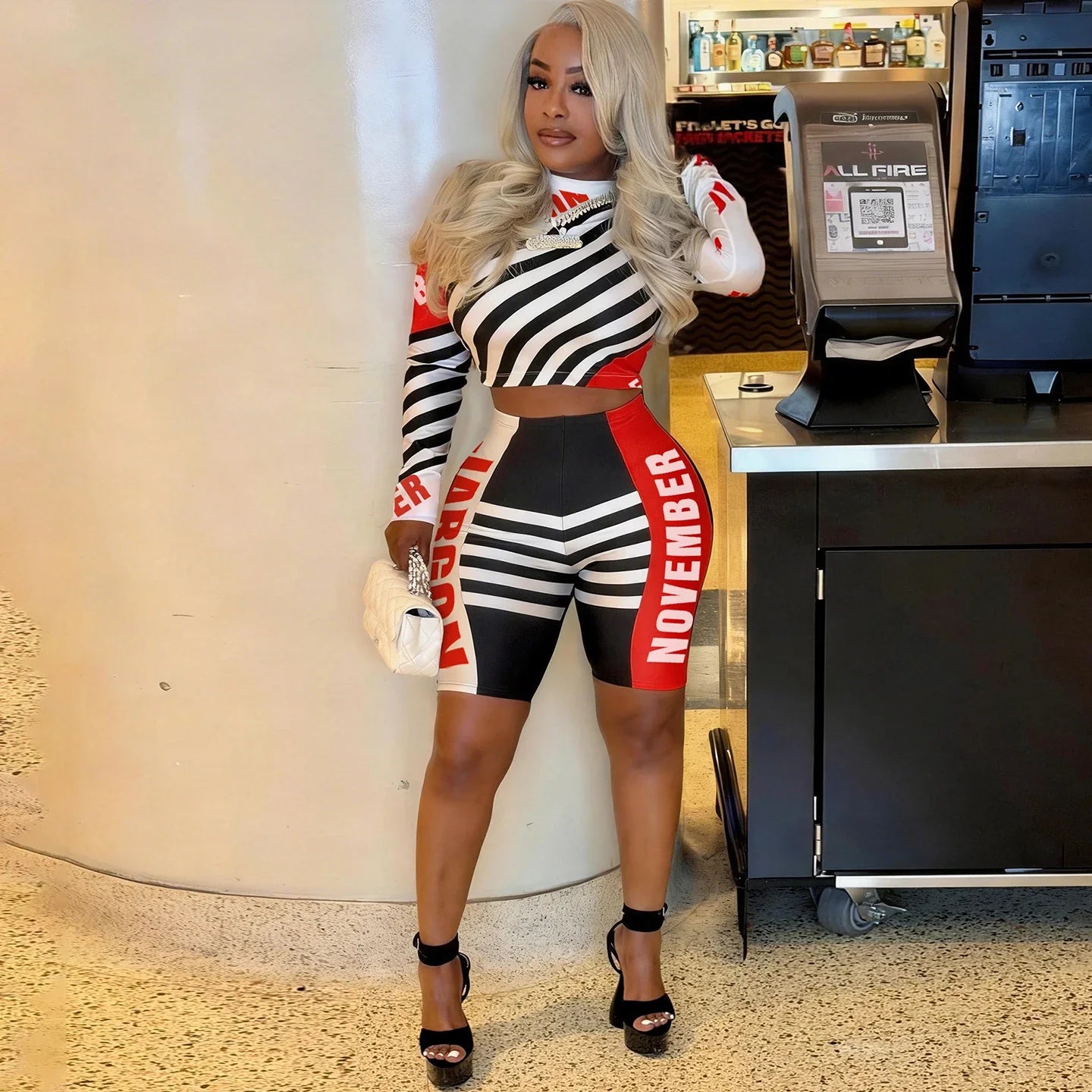 Graphic Biker Shorts Set