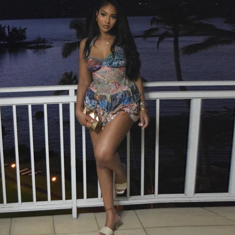 Paisley Halter Mini Dress