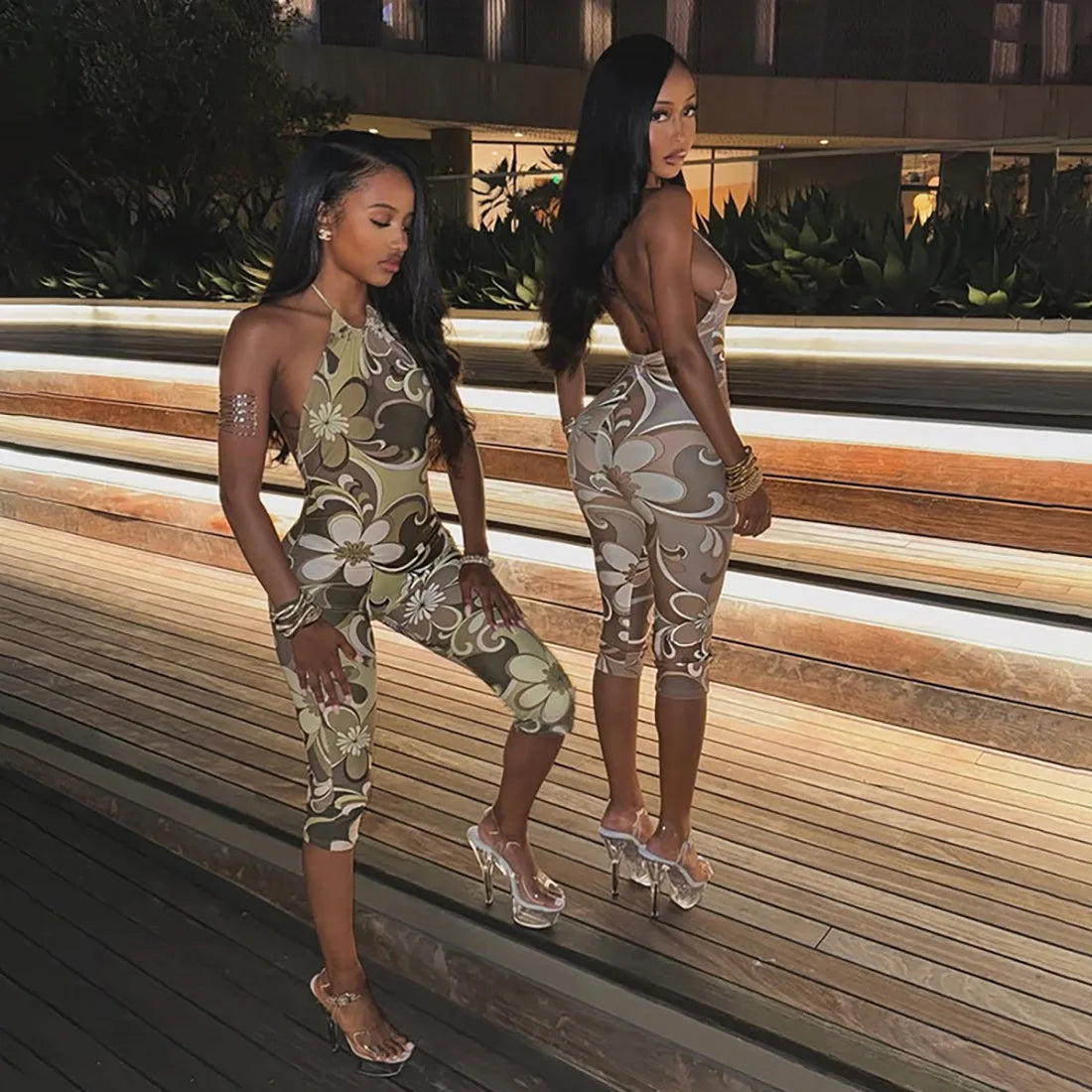 Retro Bloom Backless Playsuit