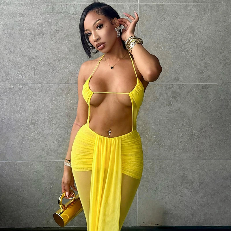 Bare Bold Mesh Maxi Dress