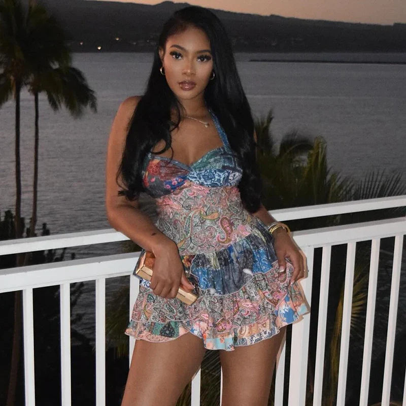 Paisley Halter Mini Dress