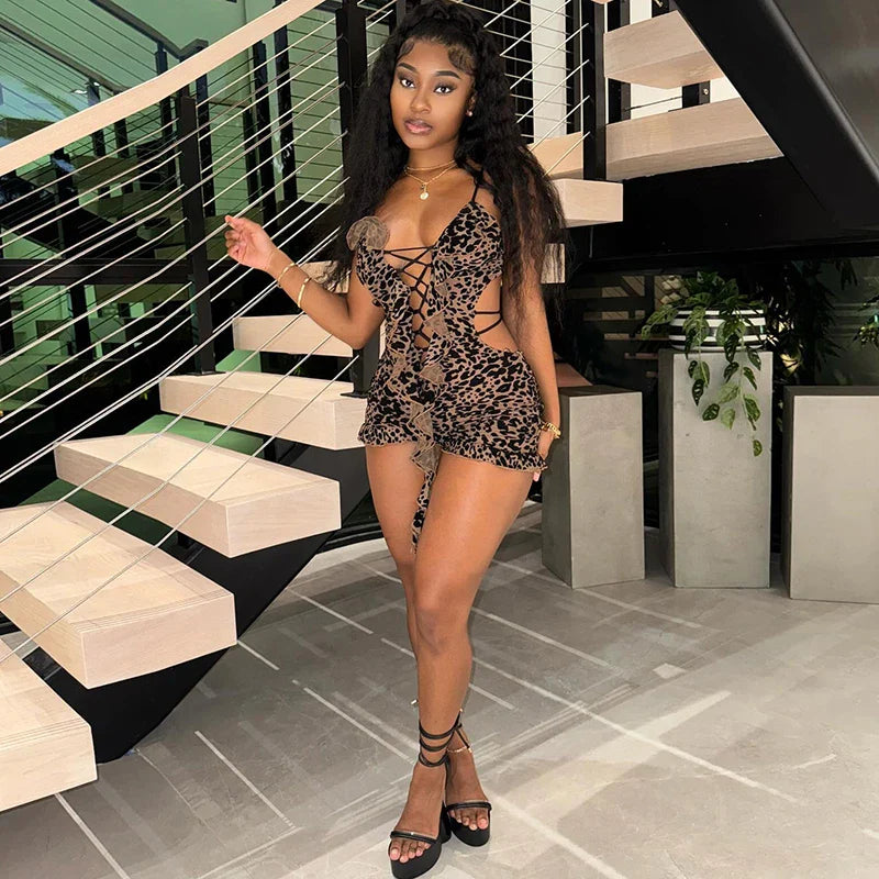 Leopard Cut-Out Romper