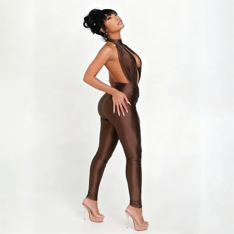 Deep Plunge Halter Jumpsuit