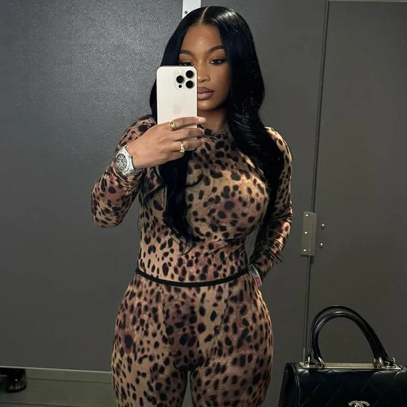 Leopard Print Mesh Set