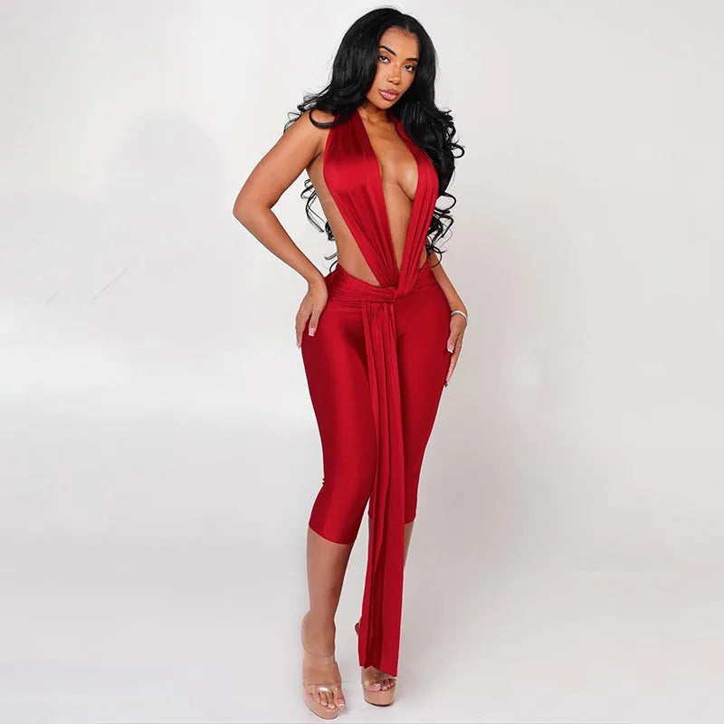 Temptation Wrap Capri Jumpsuit