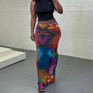 Aesthetics Colorful High Waisted Skirt