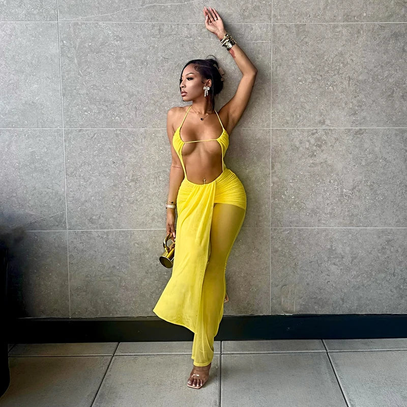 Bare Bold Mesh Maxi Dress