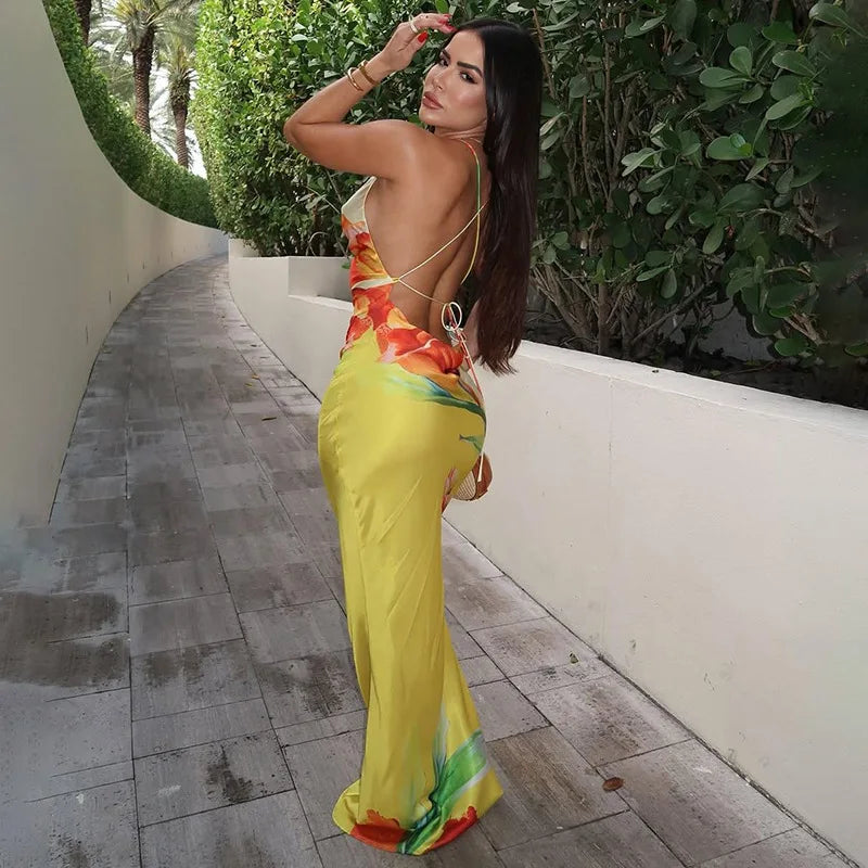 Floral Backless Maxi Dress