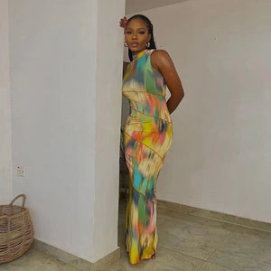 Aesthetic Tie Dye Maxi Dress