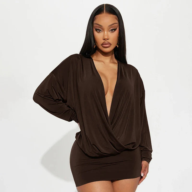 Drape Plunge Mini Dress
